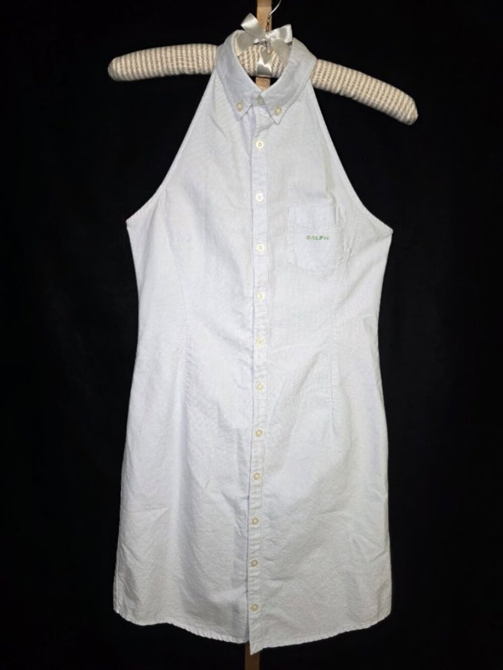 Ralph Lauren Plaid Label Cotton Button-Down Halter Dress 6